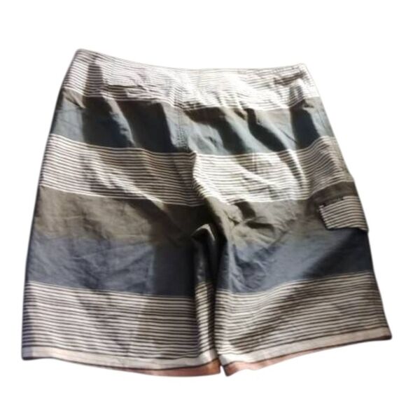 Men's Striped Swim Shorts - Gray and White - Picture 4 of 5
